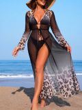 Women Sexy Bikini Beach Holidays Mesh Cover-Up Dress Bikini Three-Piece