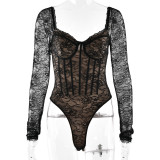 Women see-through basic sexy backless jumpsuit