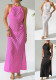 Women Sexy Holidays Hollowed-out Sexy Backless Patchwork Lace-Up Beach Dress