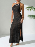 Women Sexy Holidays Hollowed-out Sexy Backless Lace-Up Beach Dress
