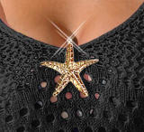 Women Bikini Cover-up Slit Metallic Starfish Hollowed-out Beach Dress