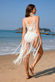 Women Spring/Summer Sexy Suspender Type Beach Cover-up Solid knitting Dress