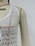 Women Holidays V-Neck Tie-Up Hollow-Out Beach Holidays Knitting Sexy Suspender Dress