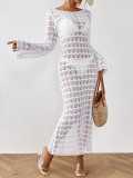 Women Spring/Summer Sexy Knitting Maxi Dress Beach Dress Elegant French Dress