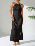 Women Sexy Holidays Hollowed-out Sexy Backless Patchwork Lace-Up Beach Dress