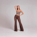 Women See-Through Mesh Sequined Sexy Long pants