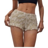 Women Beige Sequined Sexy Shorts