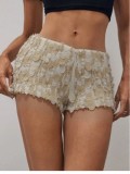 Women Beige Sequined Sexy Shorts