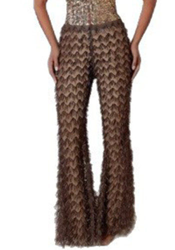 Women See-Through Mesh Sequined Sexy Long pants