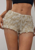 Women Beige Sequined Sexy Shorts