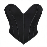 Women French Black Strapless Fitted Fishbone Bust Sexy Shapewear
