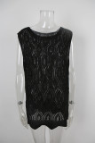 Women Summer Round Neck Knitting Sleeveless Cover-Up Solid Top