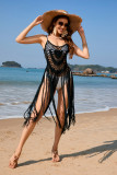 Women Spring/Summer Sexy Suspender Type Beach Cover-up Solid knitting Dress