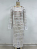 Women Spring/Summer Sexy Knitting Maxi Dress Beach Dress Elegant French Dress