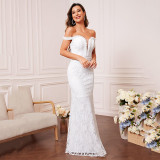 Women Off-Shoulder Dreamy Party Sexy Mermaid Evening Dress