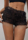 Women Blue Sexy Sequined Pearl Shimmering Bodycon Shorts