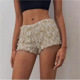 Women Beige Sequined Sexy Shorts