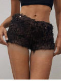 Women Blue Sexy Sequined Pearl Shimmering Bodycon Shorts