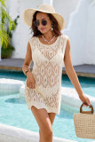 Women Summer Round Neck Knitting Sleeveless Cover-Up Solid Top