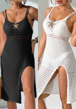 Women Bikini Cover-up Slit Metallic Starfish Hollowed-out Beach Dress