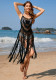 Women Spring/Summer Sexy Suspender Type Beach Cover-up Solid knitting Dress