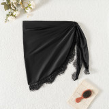Women Solid Chiffon Lace Bikini Beach Cover-Up Skirt