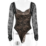 Women see-through basic sexy backless jumpsuit