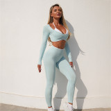 Women yoga top and long pants two-piece set