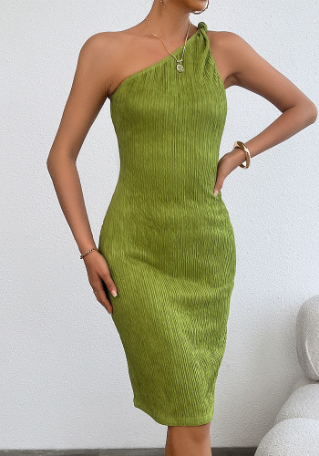 Women Slash Shoulder Sexy Off-Shoulder Sleeveless Dress