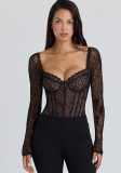 Women see-through basic sexy backless jumpsuit