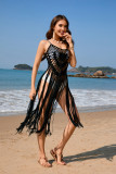 Women Spring/Summer Sexy Suspender Type Beach Cover-up Solid knitting Dress