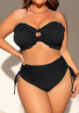 Plus Size Women Solid Camisole Bikini Spa Beach Swimwear