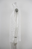 Women Summer Round Neck Knitting Sleeveless Cover-Up Solid Top