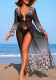Women Sexy Bikini Beach Holidays Mesh Cover-Up Dress Bikini Three-Piece