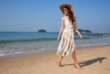 Women Spring/Summer Sexy Suspender Type Beach Cover-up Solid knitting Dress