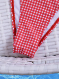 Women Bikini Plaid Print Sexy Beach Holidays Swimwear Two Pieces