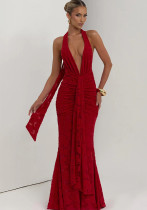 Women Elegant Holidays Backless Halter Neck American Summer Bodycon Dress Women Elegant Holidays Backless Halter Neck American Summer Bodycon Dress