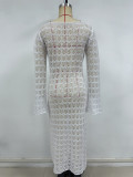 Women Spring/Summer Sexy Knitting Maxi Dress Beach Dress Elegant French Dress