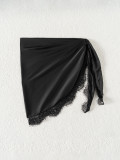 Women Solid Chiffon Lace Bikini Beach Cover-Up Skirt