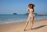 Women Spring/Summer Sexy Suspender Type Beach Cover-up Solid knitting Dress