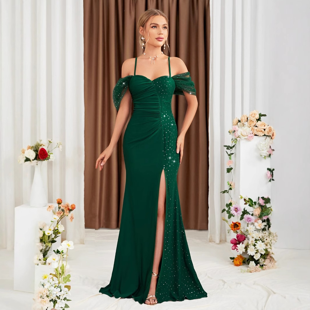 Women Off-Shoulder Slit Mermaid Evening Dress