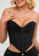 Women French Black Strapless Fitted Fishbone Bust Sexy Shapewear