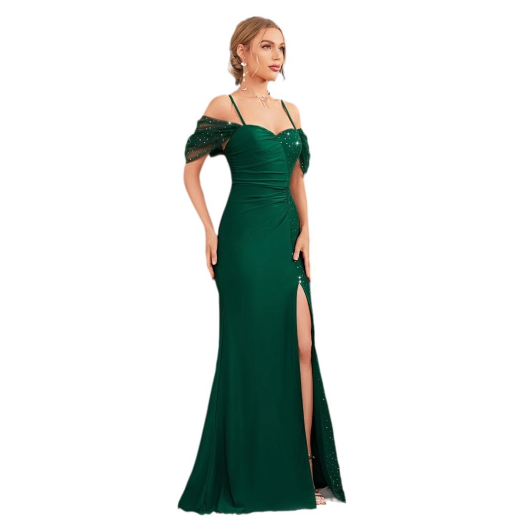 Women Off-Shoulder Slit Mermaid Evening Dress