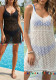 Women Sexy Hollowed-out Multi-Color Tassel Patchwork Beach Bikini Cover-up Suspender Dress