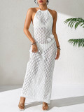 Women Sexy Holidays Hollowed-out Sexy Backless Patchwork Lace-Up Beach Dress