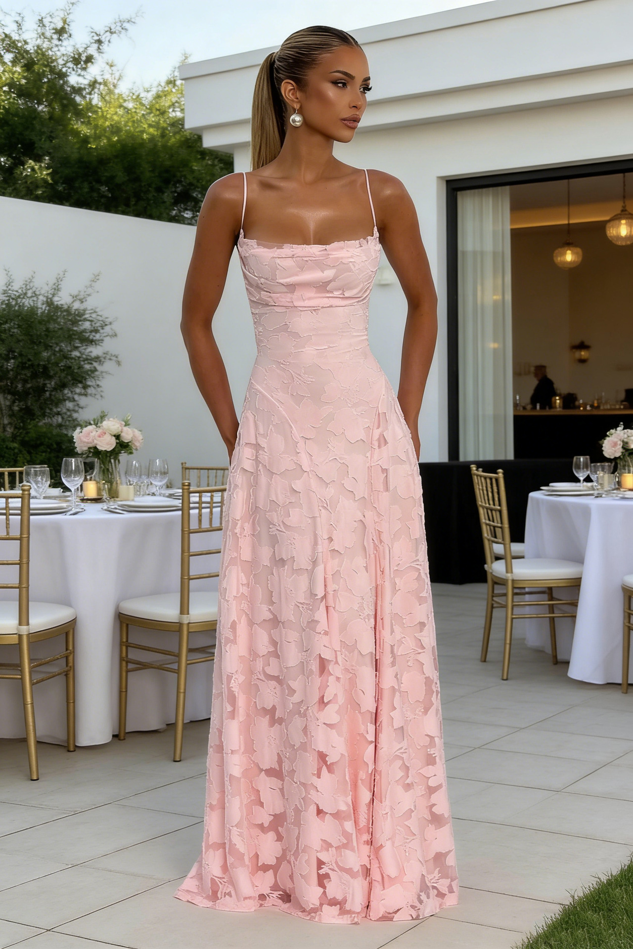 Women Burgunry Sexy Maxi Dress