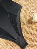 Plus Size Women Lace Sexy Hollow-Out V-Neck Bodysuit