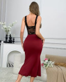 Luxury Chic Lace Patchwork Cutout High-Waist See-Through Bodycon Dress