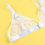 Plus Size Sexy Deep-V Open-Back Garter Three-Piece Lingerie Set