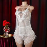 Lace See-Through Seductive Strap Pajama Lingerie Set